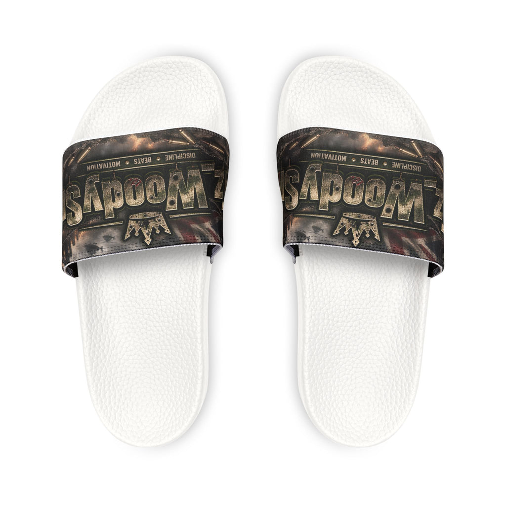 Slide Sandals — Vintage Military Emblem Strap Slides