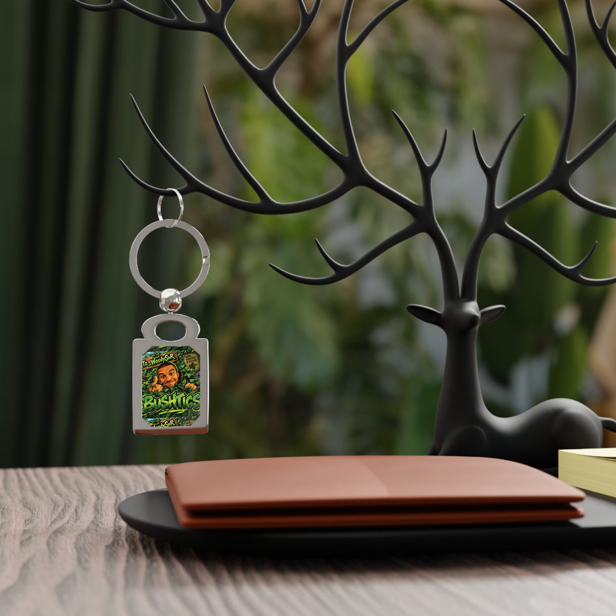 BushTics Rectangle Photo Keyring — Personalized Gamer Logo Metal Keychain